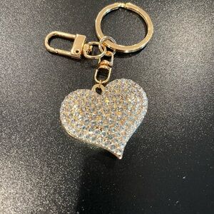 Purse Charms Sparkling Gold and Silver Heart Keychain Key Holder